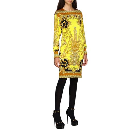 versace yellow logo dress|versace floral dresses.